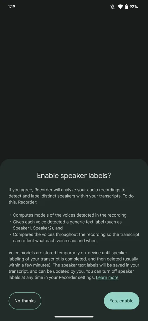 Pixel Recorder speaker labels splash screen 2