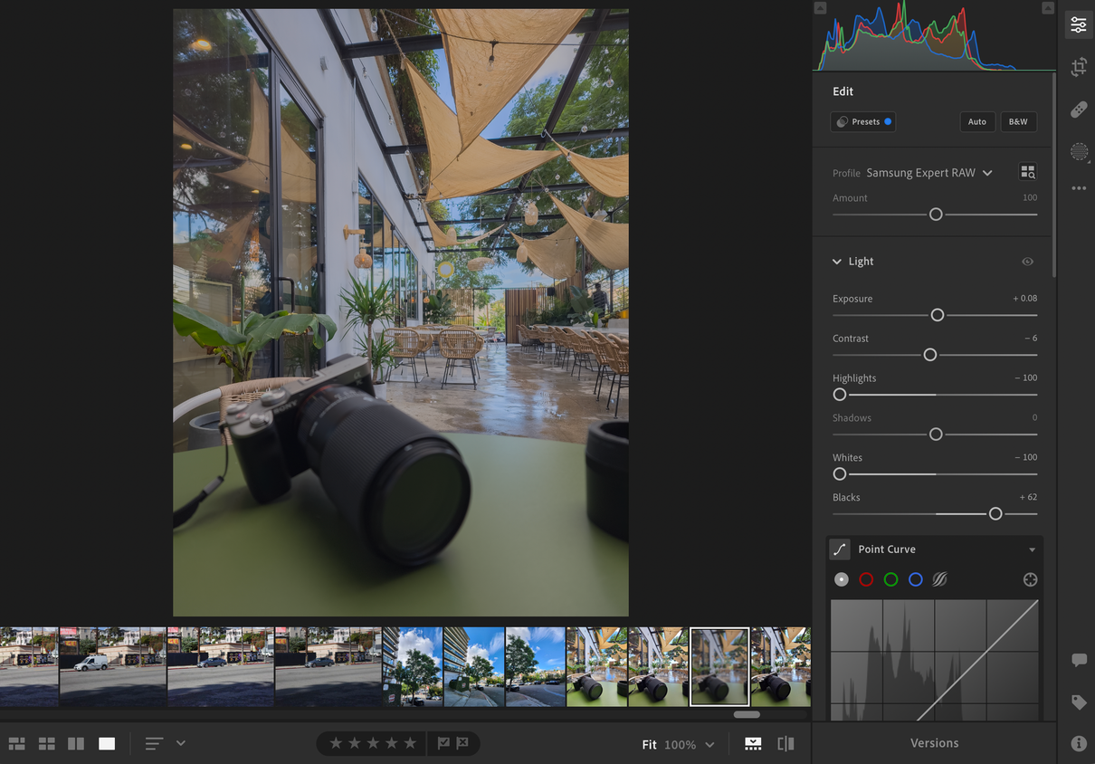 Editing a Samsung expert RAW shot in Adobe Lightroom