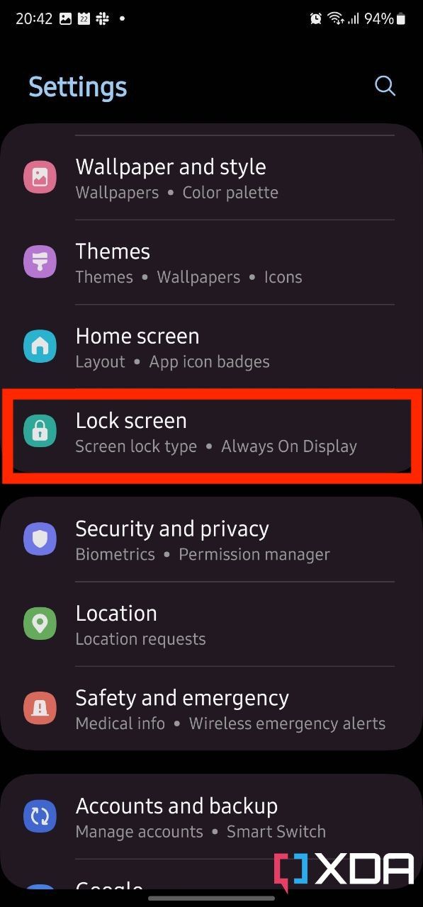 Settings page on OneUI 5