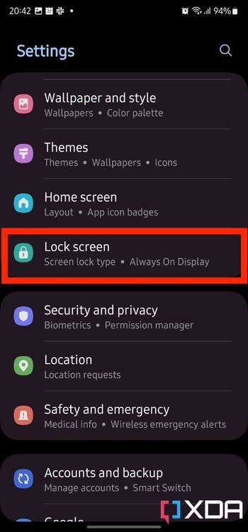 Settings page on OneUI 5