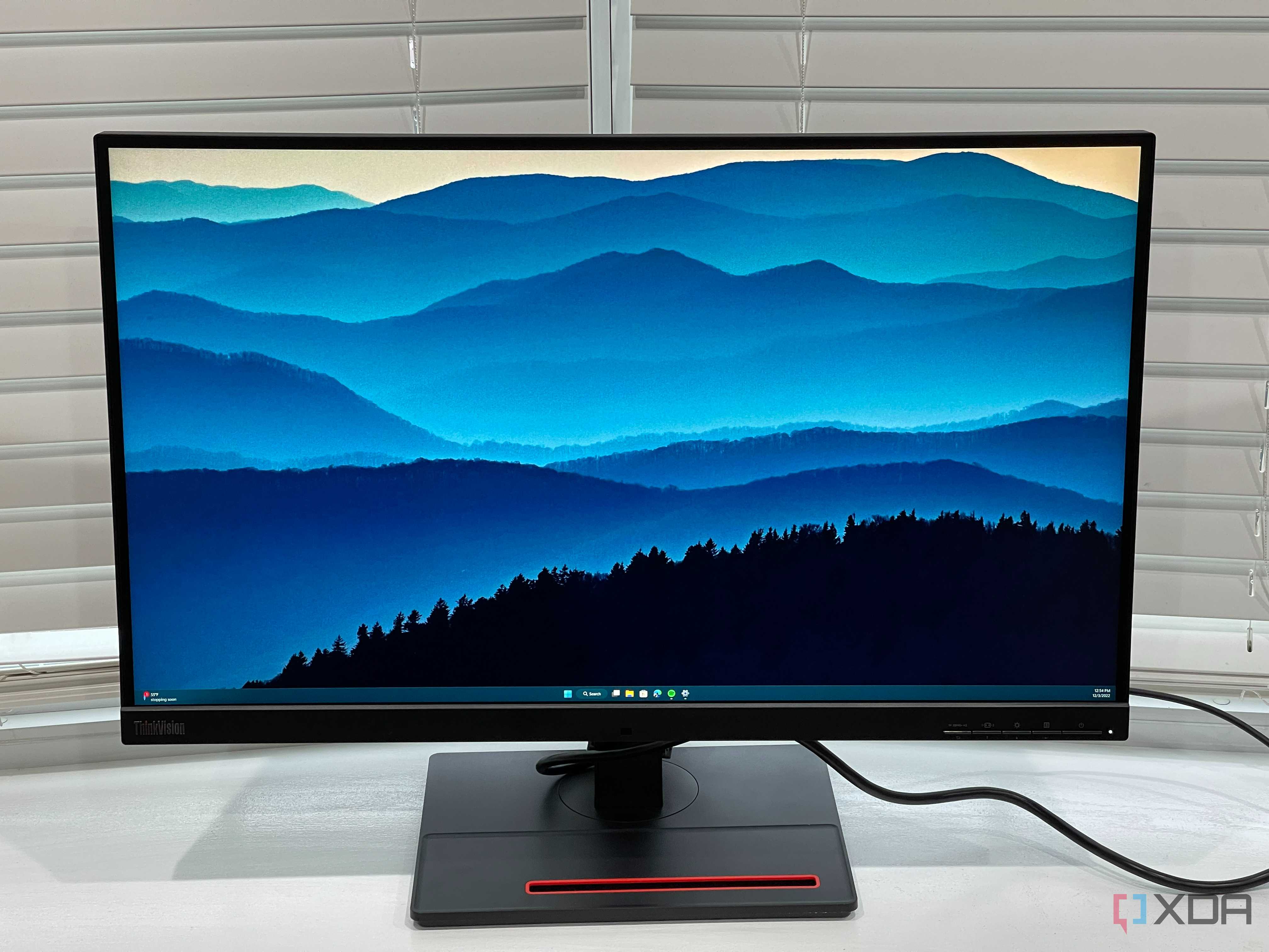 The ThinkVision P27u-20 monitor alone on a desk