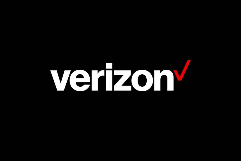 Verizon logo on black background.
