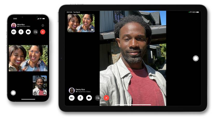 An image showing Apple Facetime on an iPhone and an iPad next to each other.
