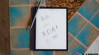 boox tab ultra e ink on a tile surface