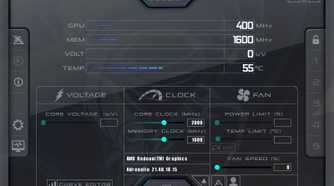 Screenshot of the MSI Afterburner app showing GPU metrics and settings