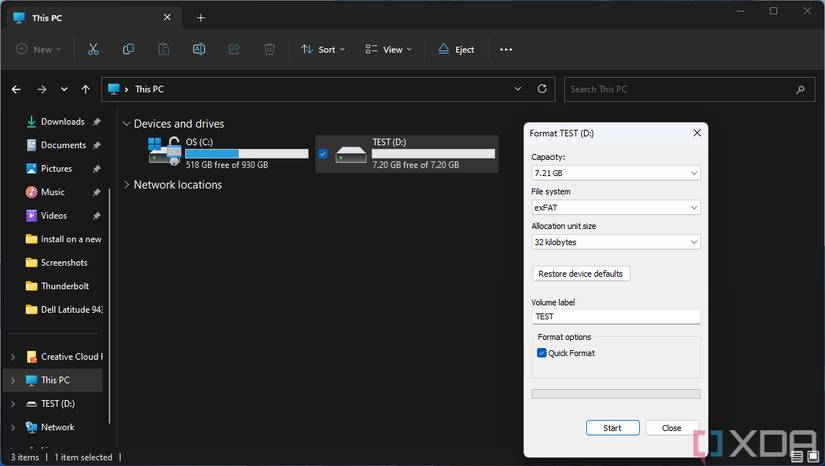 Screenshot of the Format dialog in Windows 11