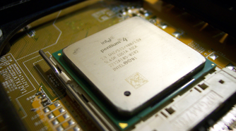 An Intel Pentium 4 CPU.