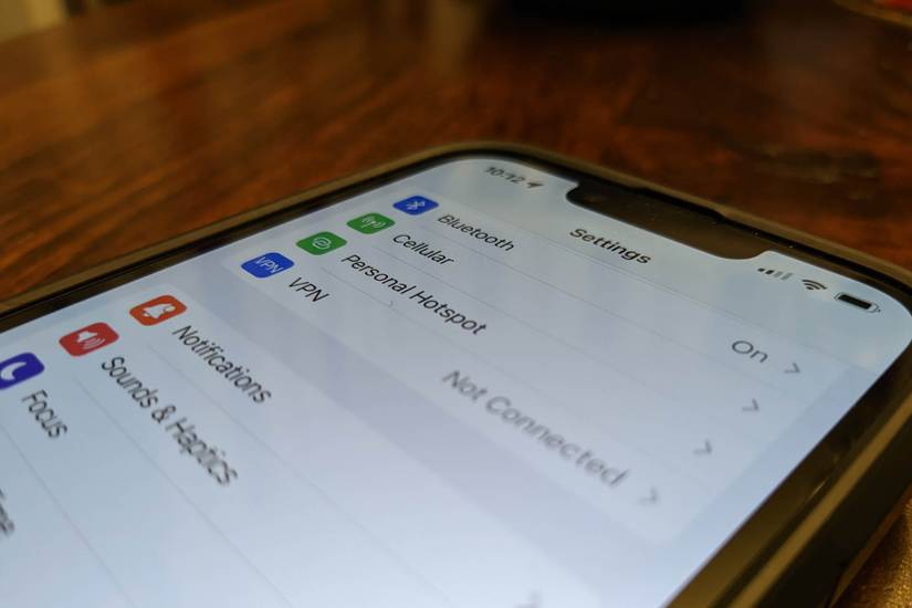 Close-up of iPhone personal hotspot.
