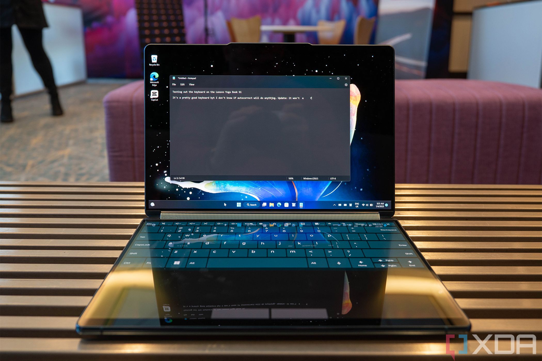 Lenovo Yoga Book 9i with Notepad open