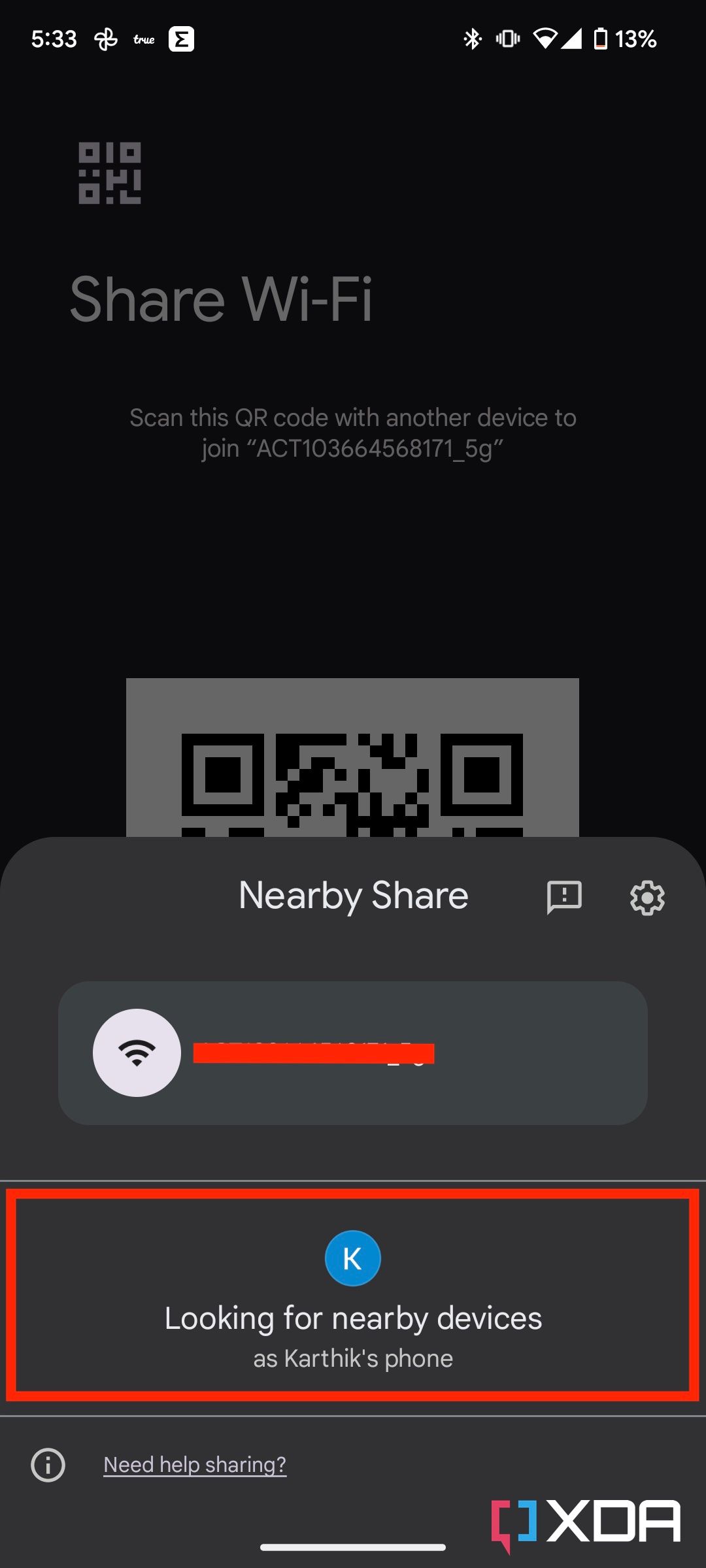 Nearby share feature on android 13 to share wifi password-1
