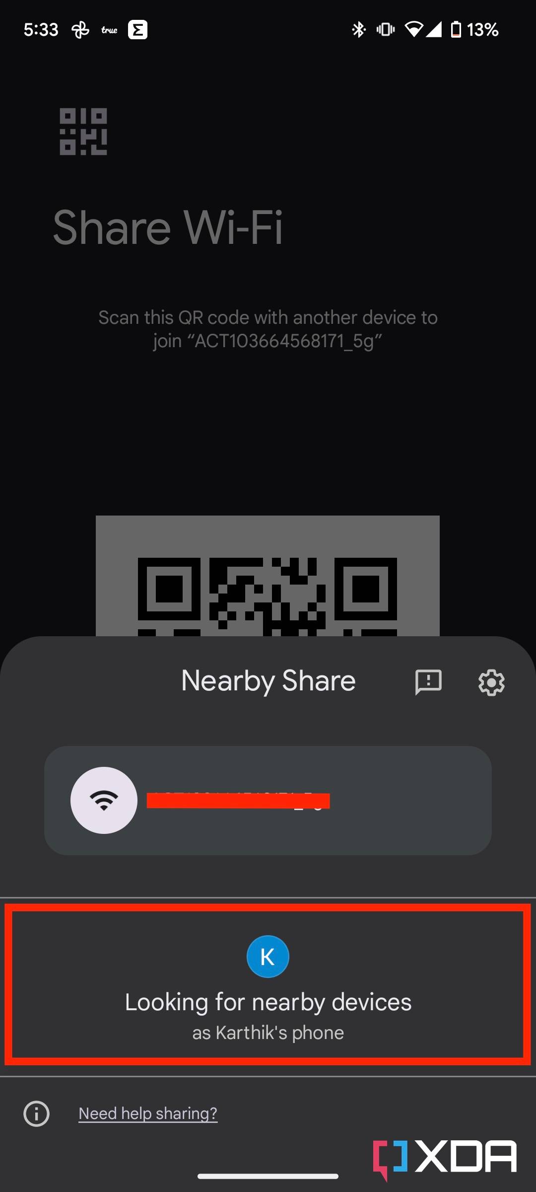 Nearby share feature on android 13 to share wifi password-1