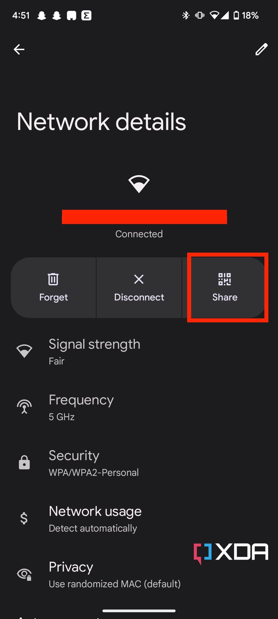 Network details in Android 13