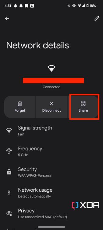 Network details in Android 13