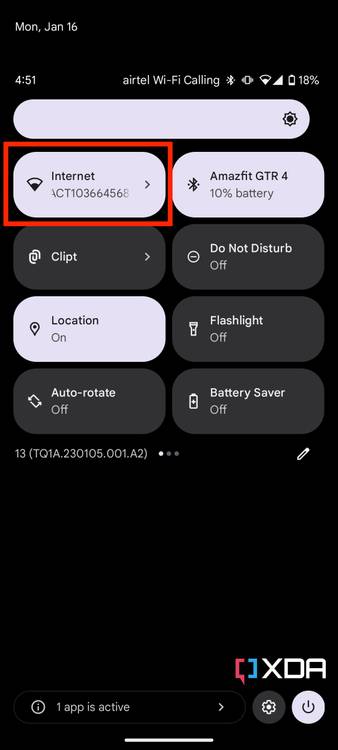 Quick settings in Android 13