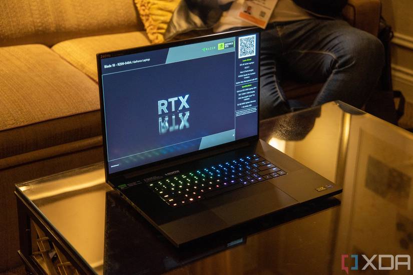 Razer Blade sitting open on a table