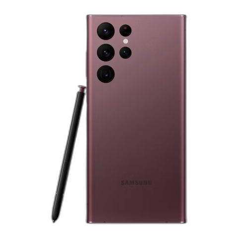 Samsung Galaxy S22 Ultra in Burgundy with the S Pen