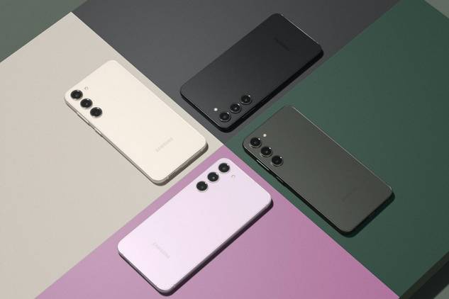 A render showing the Samsung Galaxy S23 in all four colors.