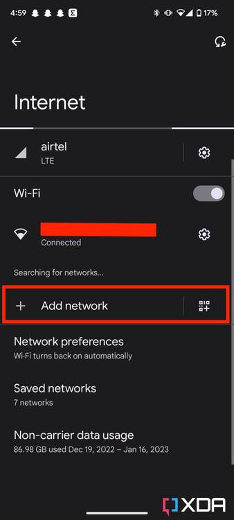 Scan QR to add wifi option in Android 13