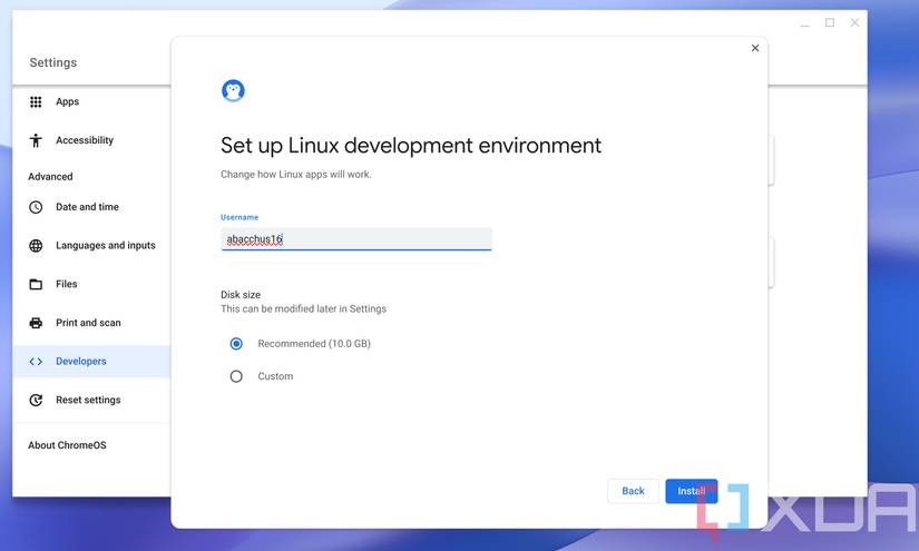 Enabling Linux on ChromeOS