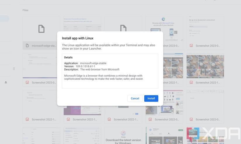 The option to install Edge on ChromeOS