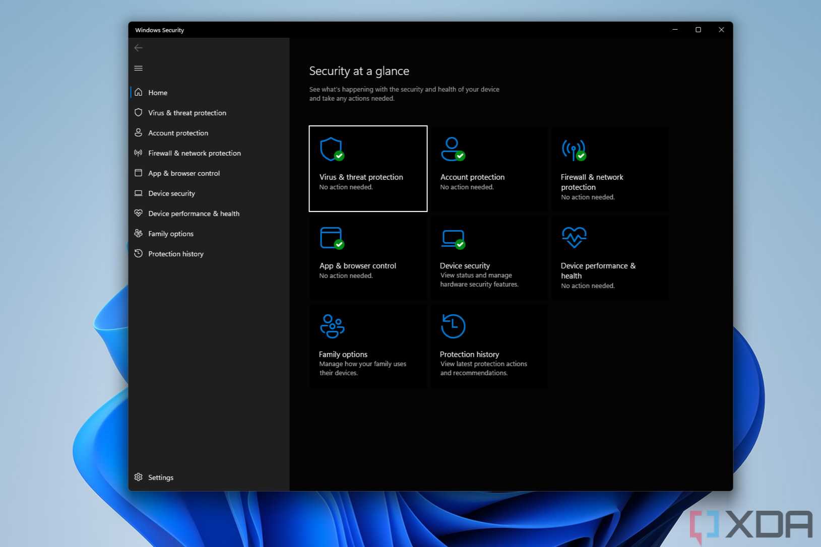 Screenshot of the Windows Security app on Windows 11