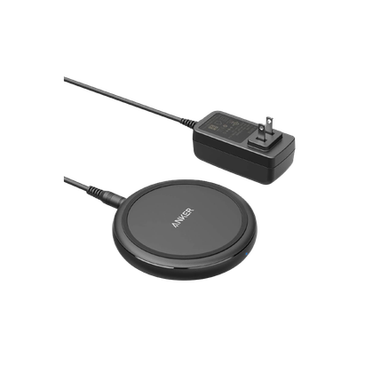 Anker PowerWave II 15W wireless charger on transparent background.