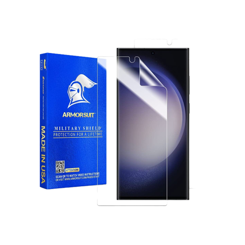Armor Suit TPU screen protector for Galaxy S23 Ultra on transparent background.