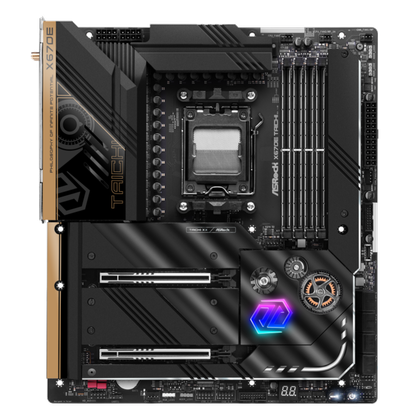 Render of ASrock X670E Taichi motherboard, front view