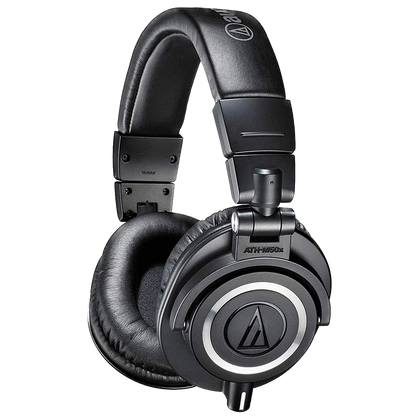 Audio-Technica ATH-M50X Streamset wired gaming headset angled to the left