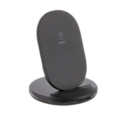 Belkin Quick Wireless Charging Stand on transparent background.