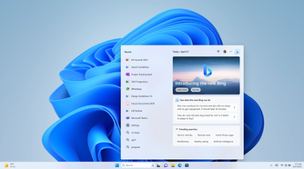 Screenshot of a Windows 11 PC with the new Bing available inside the search experience