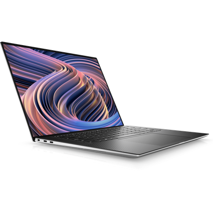 Angled front view of the Dell XPS 15 2022 facing right