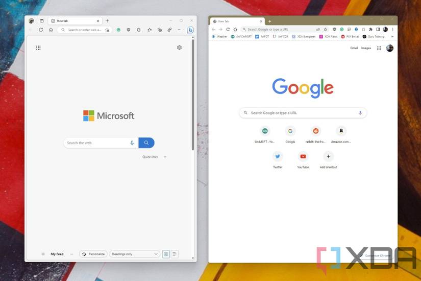 Microsoft Edge next to Google Chrome