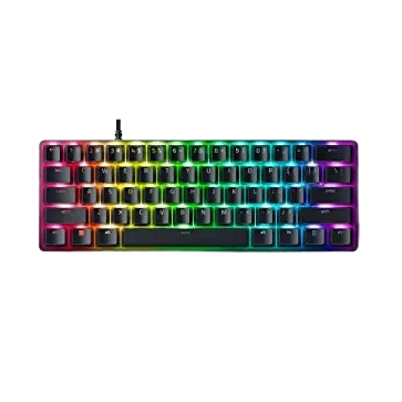 Illuminated Razer Huntsman Mini keyboard, front view