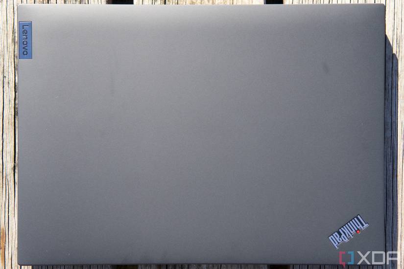 Overhead view of the Lenovo ThinkPad T16 with the lid closed