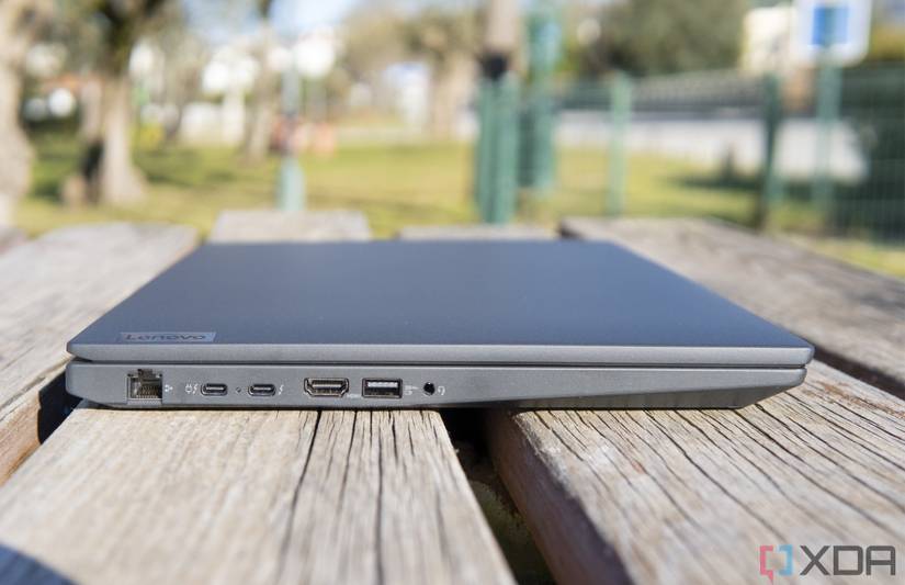 Left side view of the Lenovo ThinkPad T16 with the lid closed