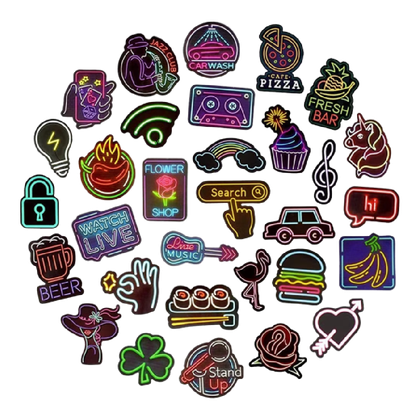 50 Pcs Neon Style Waterproof Vinyl Stickers Pack