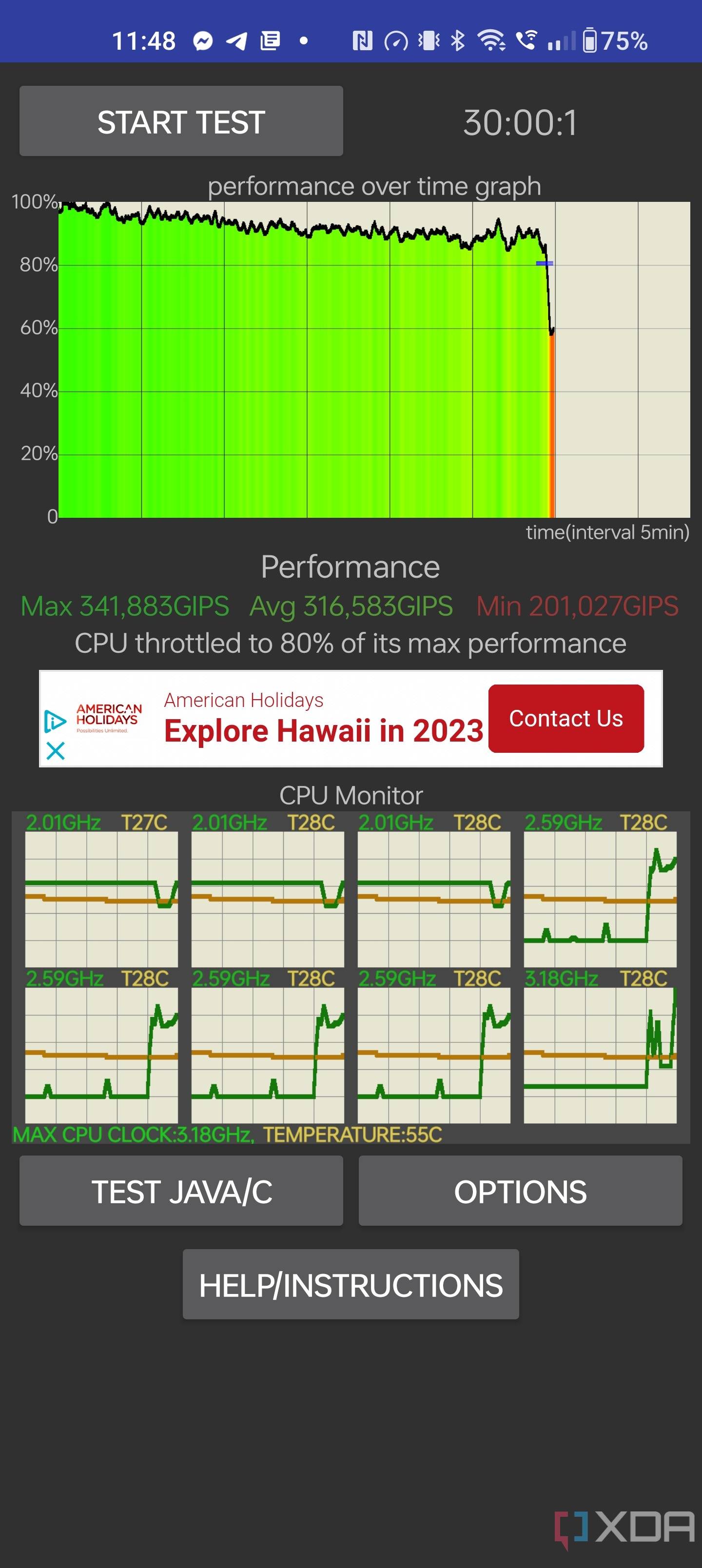 OnePlus 11 CPU Throttling Test - Performance Mode