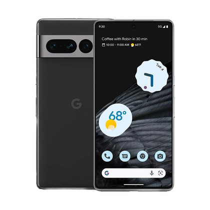 A render of the Pixel 7 Pro in obsidian color.
