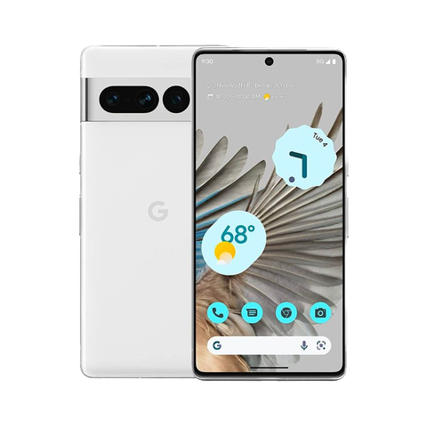 A render of the pixel 7 pro in snow color.