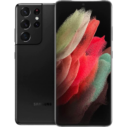 A render of the Samsung Galaxy S21 Ultra in black color.
