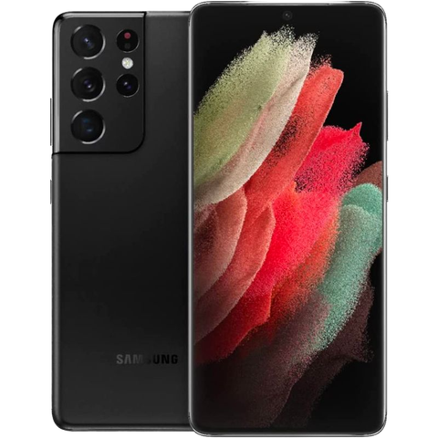 A render of the Samsung Galaxy S21 Ultra in black color.