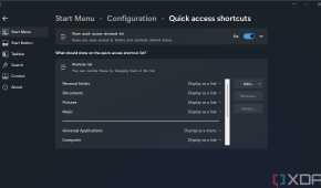 Screenshot of quick access shortcut settings for the Start menu in Start11