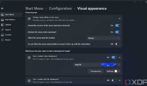 Screenshot of visual appearance settings for the Start menu in Start11