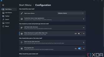 General Start menu configuration settings in Start11