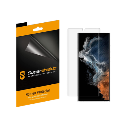 Supershieldz TPU screen protector for Galaxy S23 Ultra transparent background.