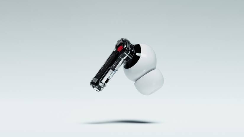 Nothing Ear (2) earbud floating in the air
