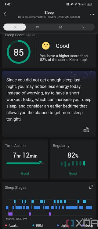 Amazfit GTR Mini - Zepp app screenshot sleep tracking
