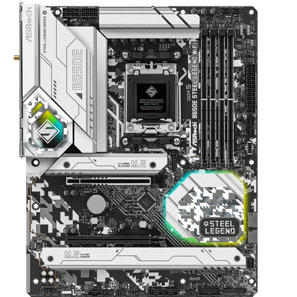 The ASRock B650E Steel Legend motherboard.