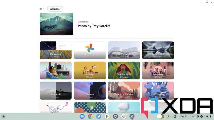 The ChromeOS wallpaper settings